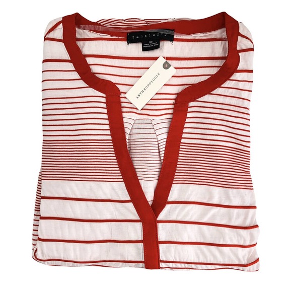 Sanctuary for Anthropologie NEW Womens Size XS Julia Blouse Roll Tab Sleeves - Picture 8 of 10